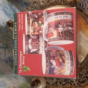 Brand NWT set of 4 "The Christmas Story" mugs illustration by Susan Winget
